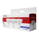 Pack 3 bombillas LED Toshiba dicroicas GU10, 5W, luz blanca fría