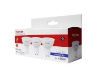 Pack 3 bombillas LED Toshiba dicroicas GU10, 5W, luz blanca fría