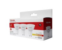 Pack 3 bombillas LED Toshiba dicroicas GU10, 5W, luz cálida