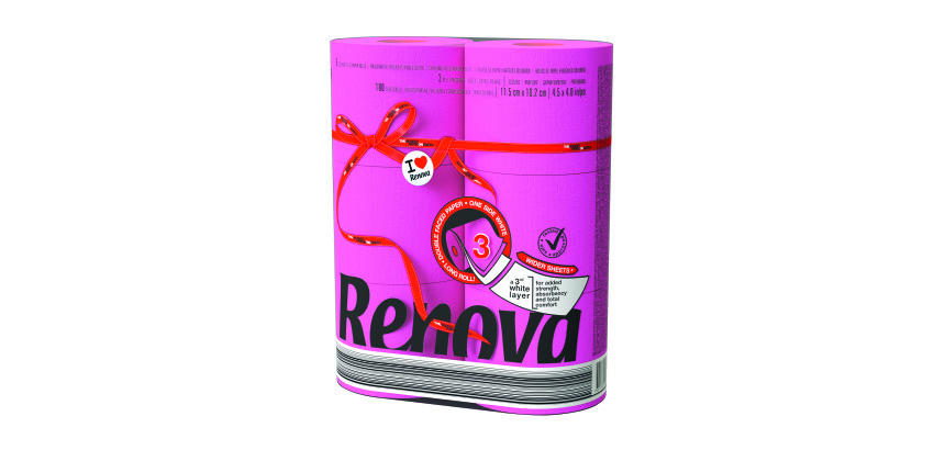 Papel higiénico de triple capa Renova color - 6 rollos de 180 hojas