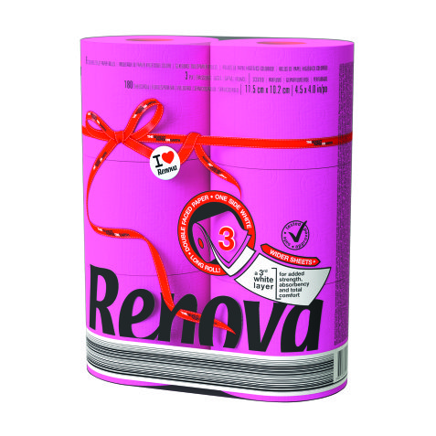 Papier toilette triple épaisseur Renova couleur - Paquet 6 rouleaux