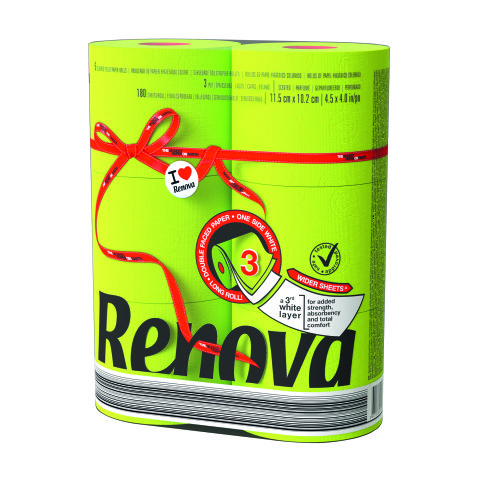 Papel higiénico de triple capa Renova color Verde - 6 rollos de 180 hojas