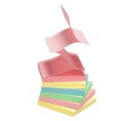 Z-notes repositionnables recyclées assorti pastel Info Notes 75 x 75 mm - bloc de 100 feuilles