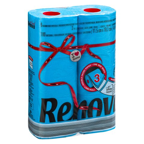 Papel higiénico de triple capa Renova color Azul - 6 rollos de 180 hojas