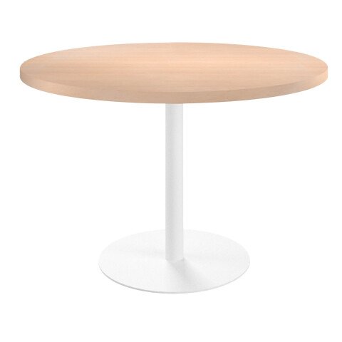 Mesa de reunión redonda Ecla roble claro Ø 120 cm pata blanca