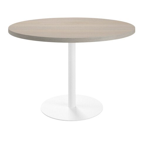 Mesa de reunión redonda Ecla roble gris Ø 120 cm pata blanca