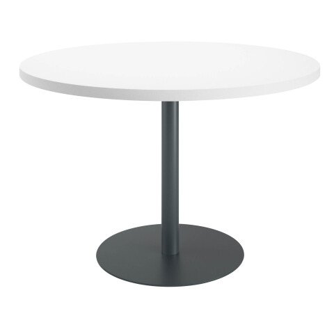 Mesa de reunión redonda Ecla blanca Ø 120 cm pata antracita