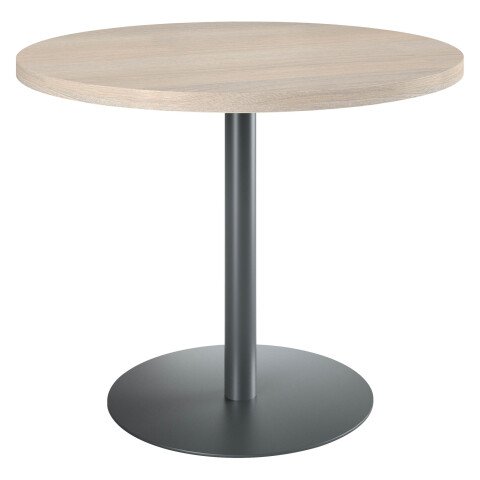 Mesa de reunión redonda Ecla roble gris Ø 100 cm pata antracita
