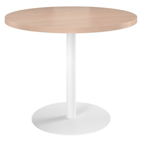 Mesa de reunión redonda Ecla roble claro Ø 100 cm pata blanca