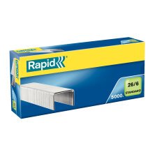 Box of 5000 staples Rapid 26/6 galvanized