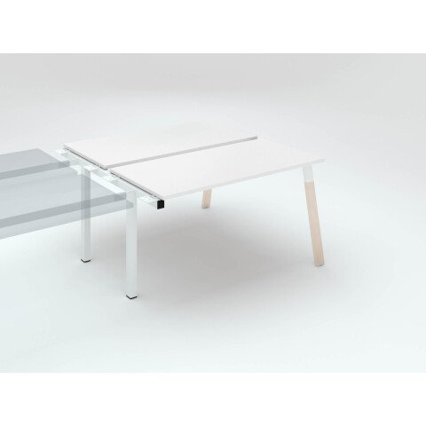 Conjunto de 2 mesas rectas blancas Ecla An 140 x Fon 60 cm patas metal y madera- Elemento siguiente