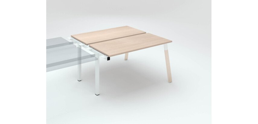 2-desk ECLA unit, depth 126 cm, metal wood base - following element