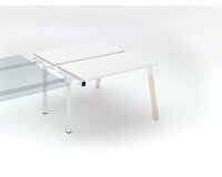 Pôle 2 bureaux blanc ECLA L 120 x P 60 cm pieds métal blanc finition bois - élément suivant