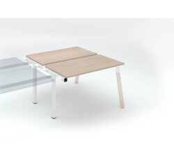 Eiland van 2 werkposten ECLA diepte 126 houten metalen onderstel - aanbouwelement