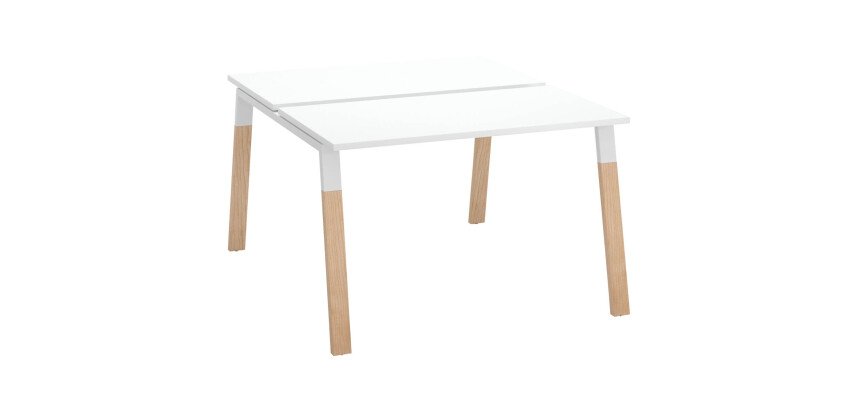 Pôle de 2 bureaux droits L 120 x P 126 cm, piétement bois métal - Arch