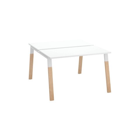 Conjunto de 2 mesas Ecla roble claro An 120 x Fon 60 cm con patas metal y madera - elemento inicial