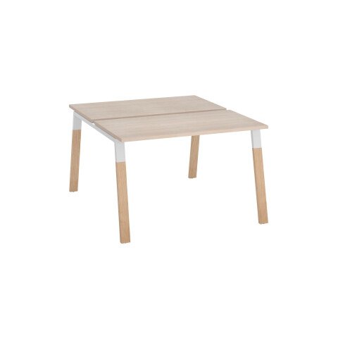 Conjunto de 2 mesas Ecla blanca An 120 x Fon 60 cm con patas metal y madera - elemento inicial