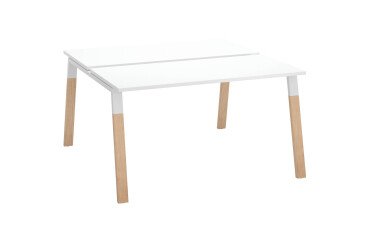 Eiland 2 werkposten Ecla onderstel in metaal en hout