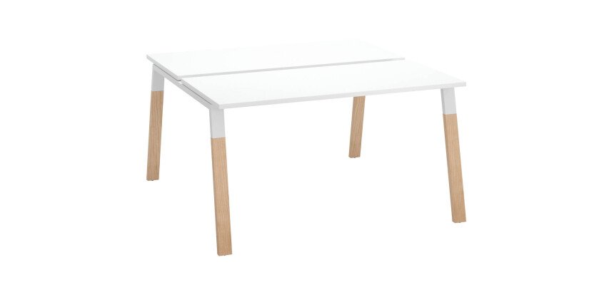 Eiland 2 werkposten Ecla onderstel in metaal en hout