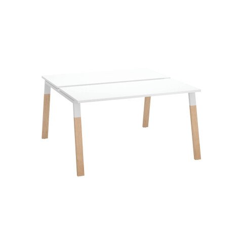 Conjunto de 2 mesas Ecla roble claro An 140 x Fon 60 cm con patas metal y madera - elemento inicial