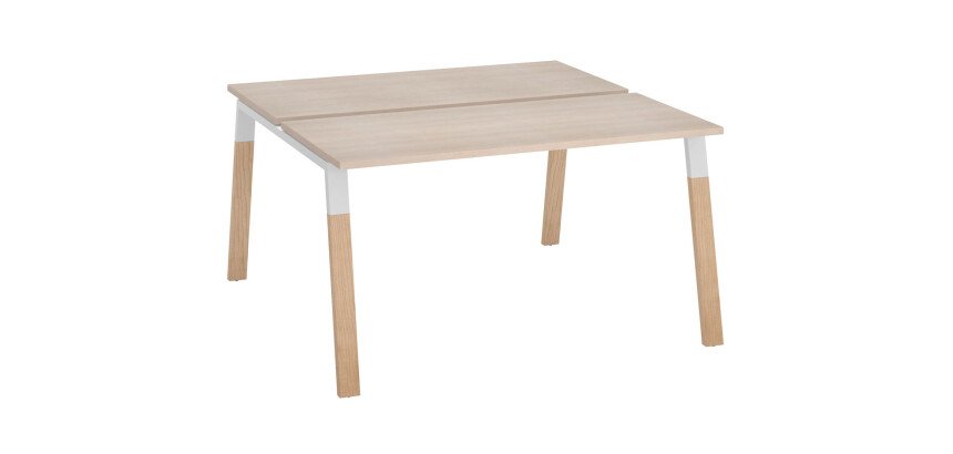 Pôle de 2 bureaux ECLA profondeur 126 piètement métal et bois