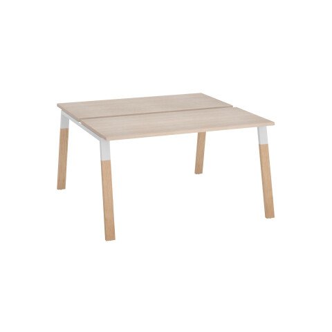 Conjunto de 2 mesas Ecla blancas An 140 x Fon 60 cm con patas metal y madera - elemento inicial