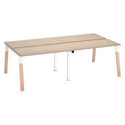 Pôle de 4 bureaux droits L 120 x P 60 cm, piétement bois métal - Arch