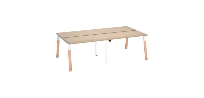 En_pole 4 bureaux pieds metal bois blanc 60x120 c
