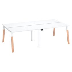 Pôle de 4 bureaux droits L 120 x P 60 cm, piétement bois métal - Arch