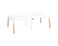 Pôle 4 bureaux ECLA blanc L 120 x P 60 cm pieds métal blanc finition bois