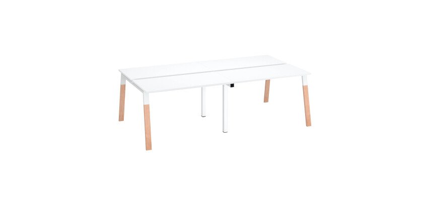 Pôle de 4 bureaux ECLA pieds métal et bois profondeur 126 cm