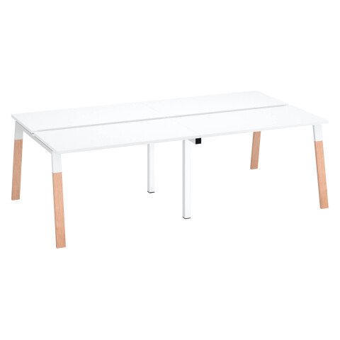 Conjunto de 4 mesas blancas Ecla An 120 x Fon 60 cm con patas metal y madera
