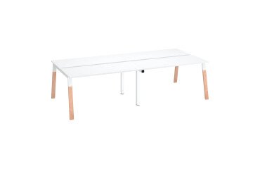 Insel von 4 Arbeitstischen ECLA B 140 x T 60 cm metallenes Gestell Ausführung in Holz 