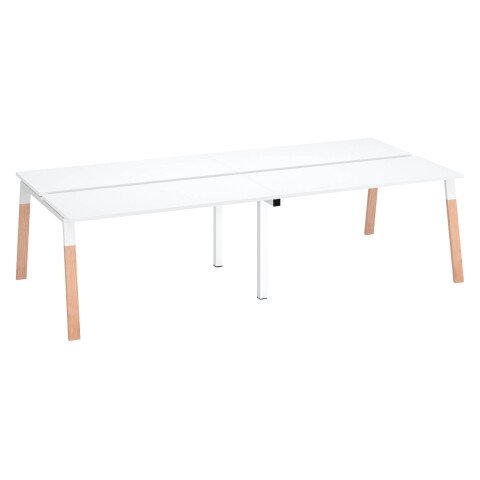 Conjunto de 4 mesas blancas Ecla An 140 x Fon 60 cm con patas metal y madera