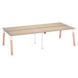 Pôle de 4 bureaux droits L 140 x P 60 cm, piétement bois métal - Arch