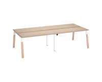 Pôle de 4 bureaux droits L 140 x P 60 cm, piétement bois métal - Arch