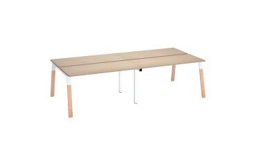 Isle of 4 desks ECLA W 140 x D 60 cm undercarriage in metal finish in wood 