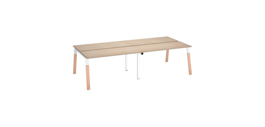 En_pole 4 bureaux pieds metal bois blanc 60x140 c