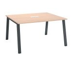 Table de réunion chêne clair L 140 x P 126 cm - piétement métal - Arch