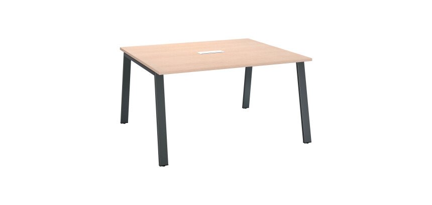 Table de réunion chêne clair L 140 x P 126 cm - piétement métal - Arch