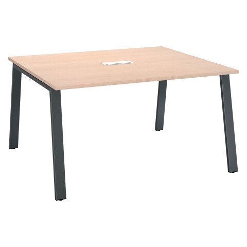 Mesa de reunión modulable Ecla roble claro An 140 x Fon 126 cm patas metal antracita