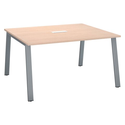 Mesa de reunión modulable Ecla roble claro An 140 x Fon 126 cm patas metal aluminio