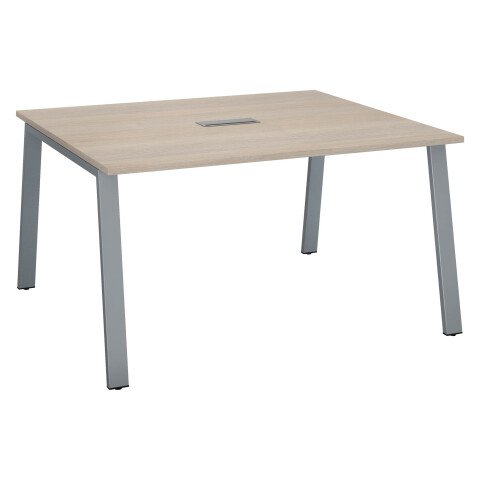 Mesa de reunión modulable Ecla roble gris An 140 x Fon 126 cm patas metal aluminio
