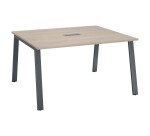 Table de réunion chêne gris L 140 x P 126 cm- piétement métal - Arch