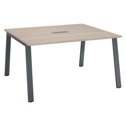 Table de réunion chêne gris L 140 x P 126 cm- piétement métal - Arch