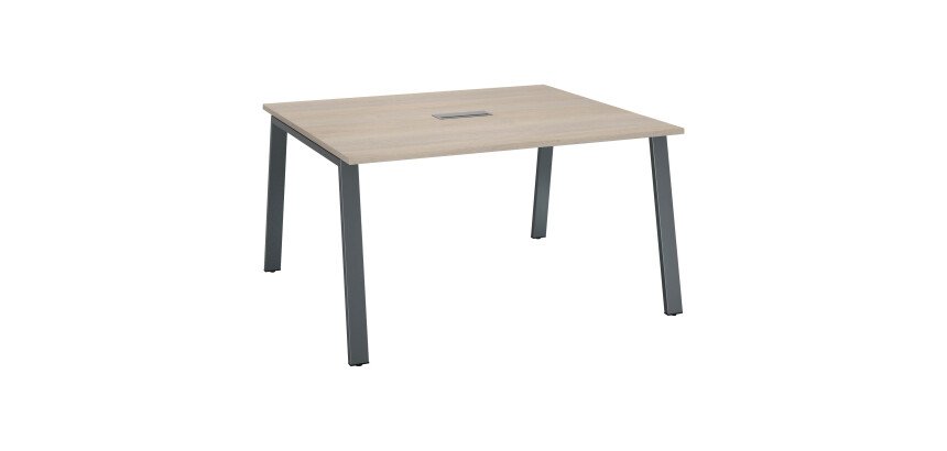 Table de réunion chêne gris L 140 x P 126 cm- piétement métal - Arch