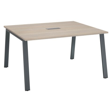 Table de réunion chêne gris L 140 x P 126 cm- piétement métal - Arch