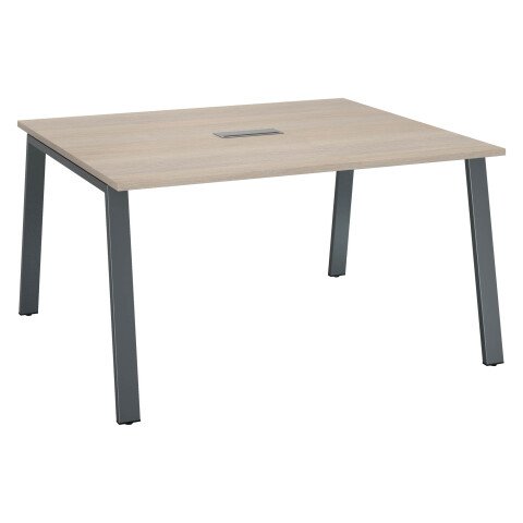 Mesa de reunión modulable Ecla roble gris An 140 x Fon 126 cm patas metal antracita