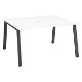 Table de réunion blanc L 140 x P 126 cm - piétement métal - Arch