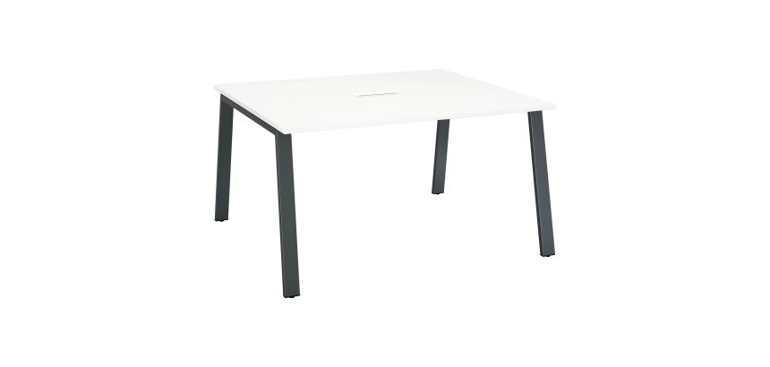 Table de réunion blanc L 140 x P 126 cm - piétement métal - Arch